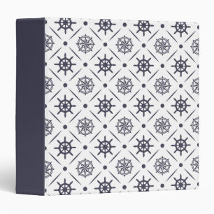 Nautical pattern with sailing wheel and compass binder
