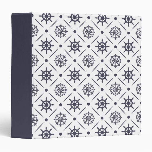 Nautical pattern with sailing wheel and compass binder (Front/Spine)