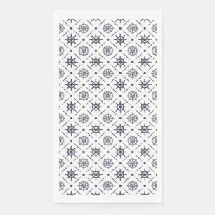 Nautical pattern with sailing wheel and compass napkin