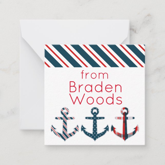 Nautical Patterned Anchors Gift Note Cards (Front)