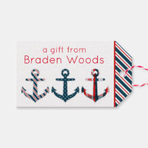 Nautical Patterned Anchors Gift Tags