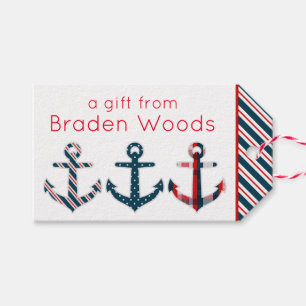 Nautical Patterned Anchors Gift Tags