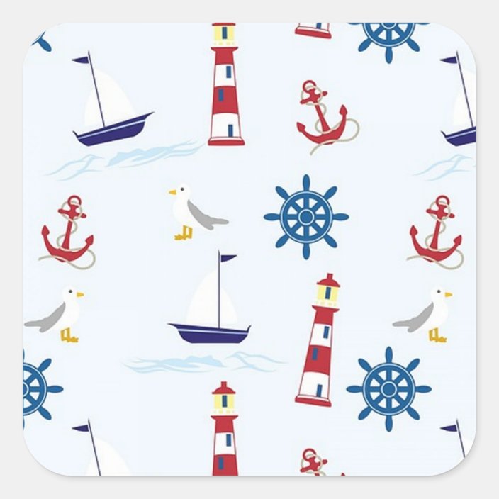 Nautical Patterned Sailboat Stickers Zazzle.ca