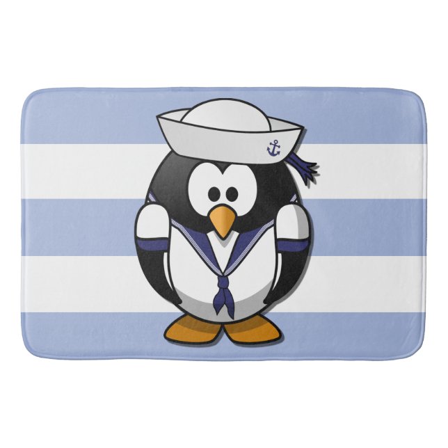Nautical Penguin Bath Mat (Front)