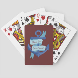 Nautical Personalize Anchor Destination Wedding Playing Cards