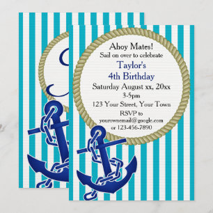 Nautical Personalized Birthday Party Invitation