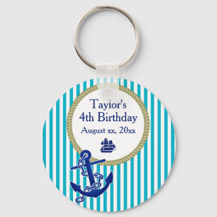 Nautical Personalized Birthday Party Keychain