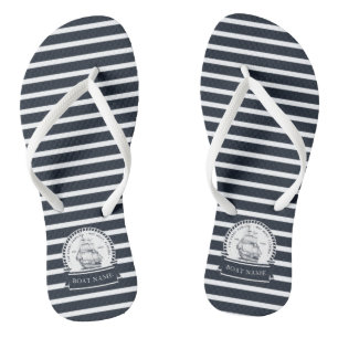 Nautical Personalized Blue Flip Flops