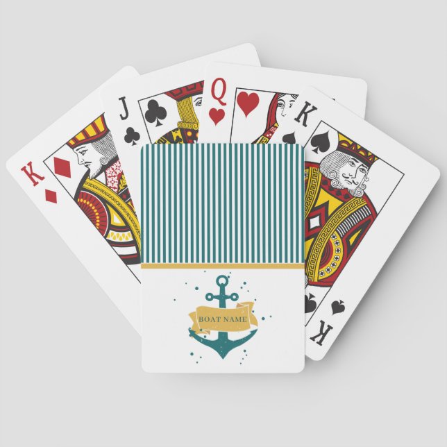 Nautical Personalized Boat Name Playing Cards (Back)