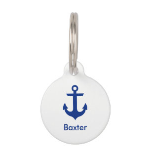 Nautical Personalized Dog Tag-Phone on Back White Pet Tag