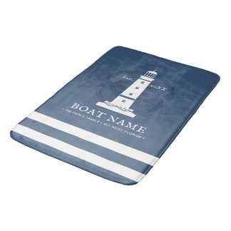 Nautical Personalized lighthouse Boat Name Modern Bath Mat