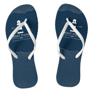 Nautical Personalized Navy Blue lighthouse Boat Flip Flops