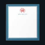 Nautical Personalized Notepad, Red Crab Notepad<br><div class="desc">Use the template to add personalization to the top of the notepad.</div>