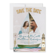 Nautical Photo Sailboat Flat Save The Date Card