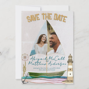Nautical Photo Sailboat Flat Save The Date Card