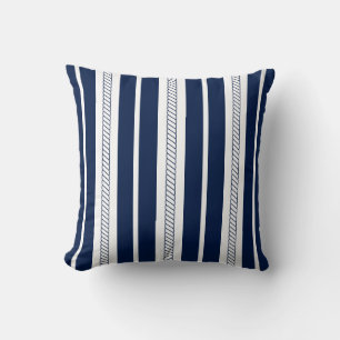 Nautical Pillow, Blue and White Stripes, Maritime Throw Pillow