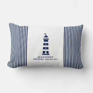 Nautical Pillow, Lighthouse, Name Pillow, Maritime Lumbar Pillow