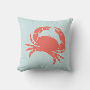 Nautical Pillow with Crab Blue