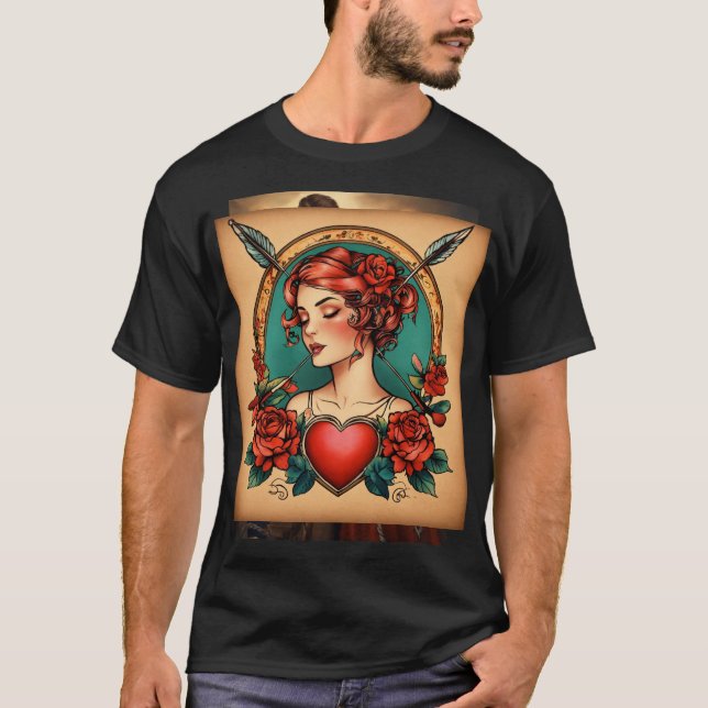 Nautical Pin-Up Girl and Ship Anchor T-Shirt (Front)