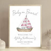 Nautical Pink Baby Shower Welcome Sign
