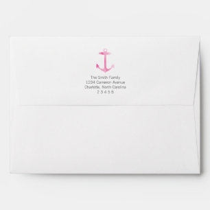 Nautical Pink Watercolor Wave Pattern Lined Envelopes