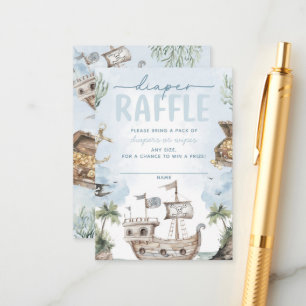 Nautical Pirate Baby Shower Diaper Raffle Enclosure Card