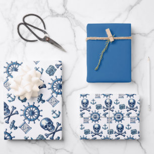 Nautical - Pirate Images Wrapping Paper Sheet