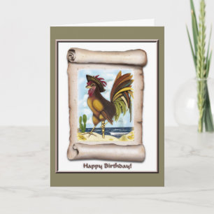 Nautical pirate rooster on island birthday card