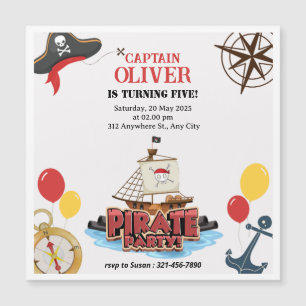 Nautical Pirate Sea Birthday Magnetic Cards