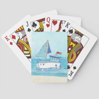 Nautical Playing Cards with Boat on Lake