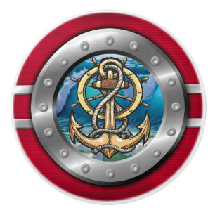 Nautical Porthole Ceramic Pull
