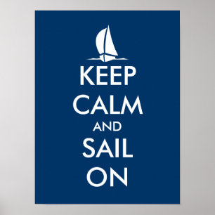 Nautical poster with ship   Keep calm and sail on