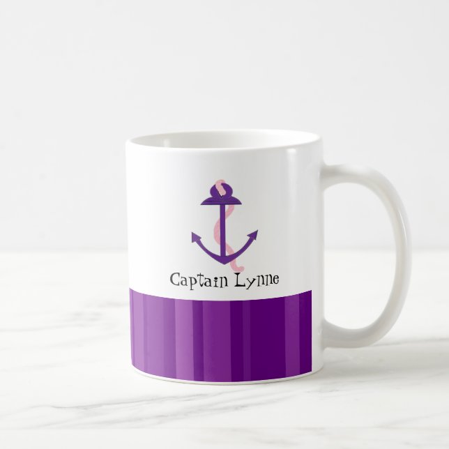 Nautical Purple Boat Anchor Coffee Mug (Right)