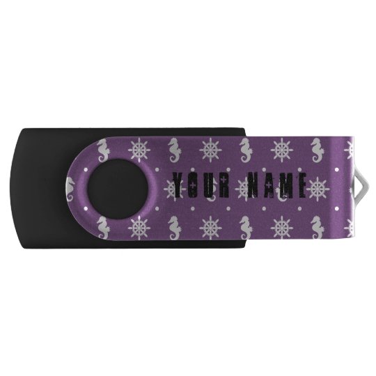 Nautical purple pattern USB flash drive