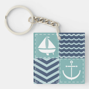 Nautical Quilt Acrylic Keychain