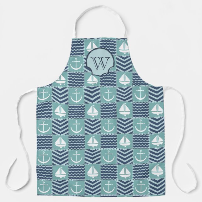 Nautical Quilt All-Over Print Apron (Front)