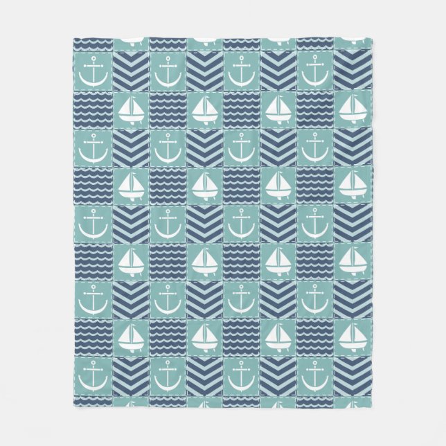 Nautical Quilt Fleece Blanket (Front)