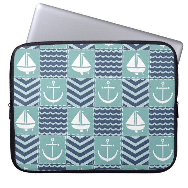 Nautical Quilt Laptop Sleeve (Front)