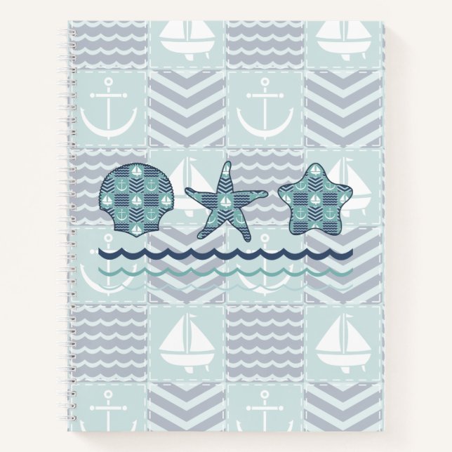 Nautical Quilt Spiral Notebook (Front)