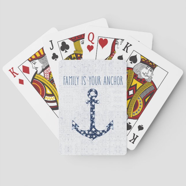Nautical Quote | Family Is Your Anchor Playing Cards (Back)