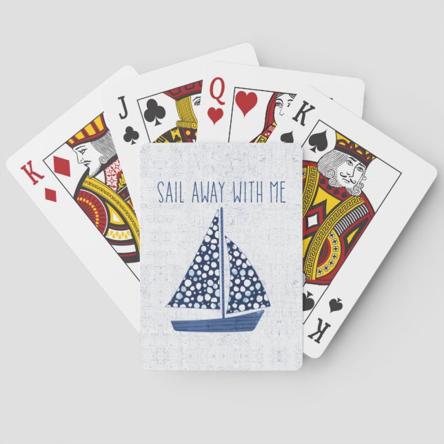 Nautical Quote | Sail Away With Me Playing Cards (Back)
