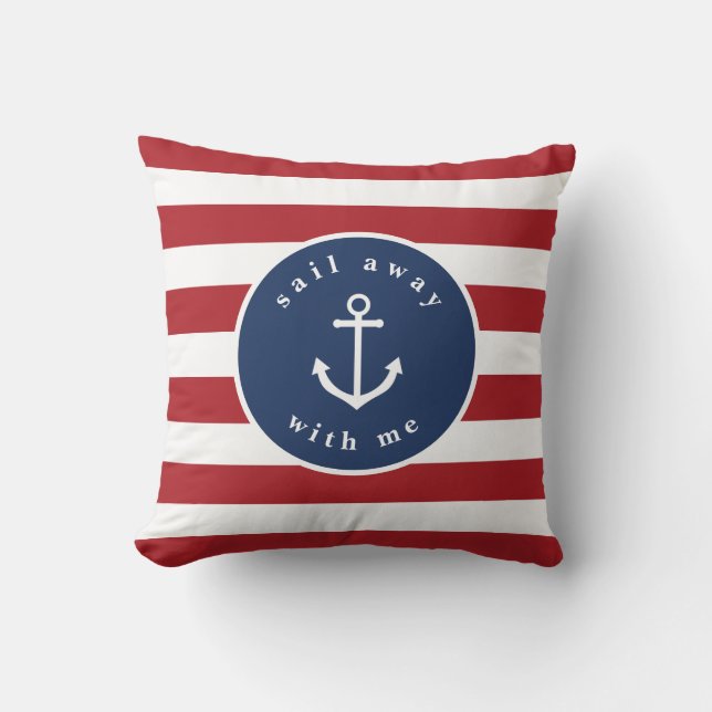 Nautical rayé s'envole avec moi coussin (Recto)