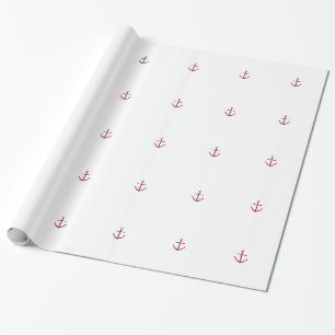 Nautical Red Anchor Wrapping Paper