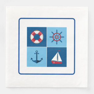 Nautical Red And Blue Napkin