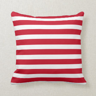 Nautical Red and White Stripe Coastal  Throw Pillow