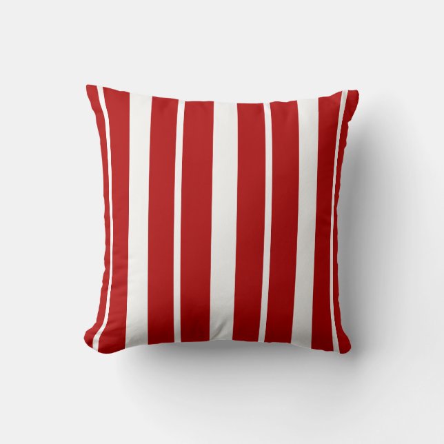 Nautical Red and White Striped ThrowPillow (Front)