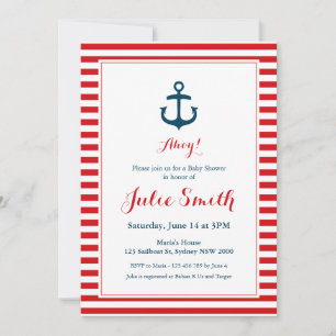 Nautical Red Baby Shower Invitation
