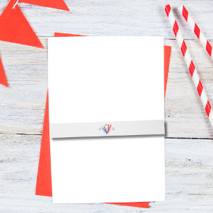 Nautical Red Blue Lobster Wedding Monogram  Invitation Belly Band