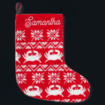 Nautical Red Crab Small Christmas Stocking<br><div class="desc">Perfect for beach houses,  nautical homes,  or crabby people! These cute crab stockings can be customized using the personalization feature.</div>