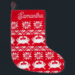 Nautical Red Crab Small Christmas Stocking<br><div class="desc">Perfect for beach houses,  nautical homes,  or crabby people! These cute crab stockings can be customized using the personalization feature.</div>